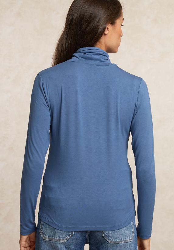 River Woods Basic Rolkraag T-shirt Lange Mouwen Blauw