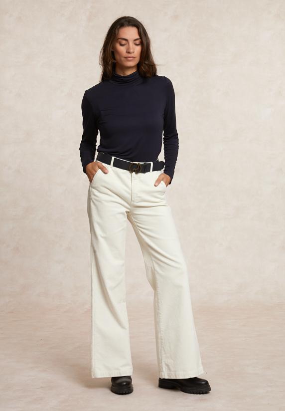 River Woods Basic Rolkraag T-shirt Lange Mouwen Navy