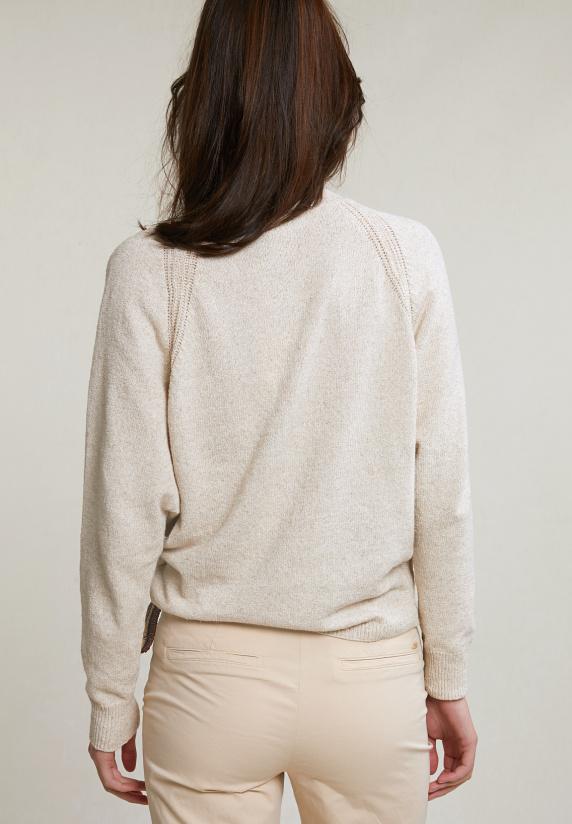 River Woods Beige Katoen-linnen V-hals Trui Lange Mouwen