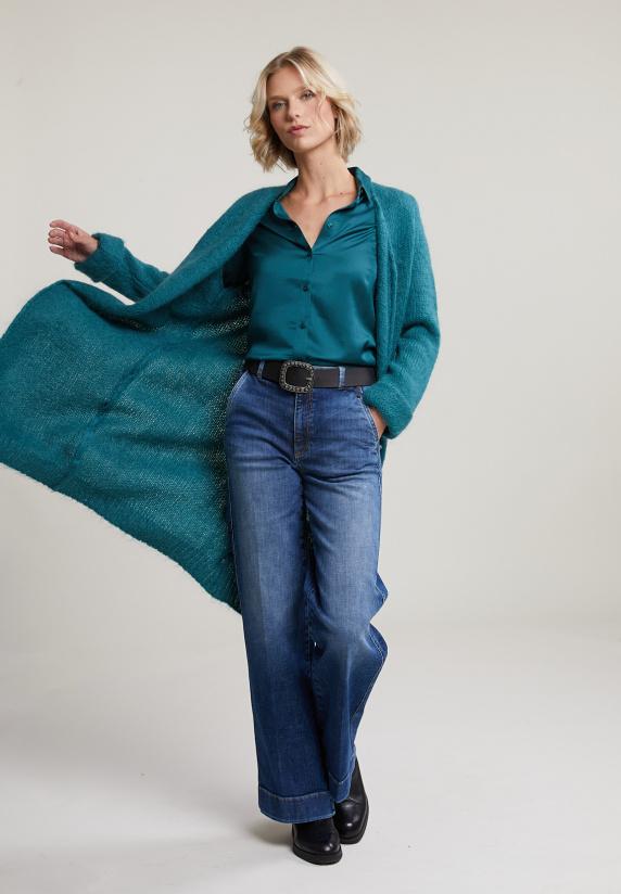 River Woods Blauw/groene Klassieke Blouse Met Knopen