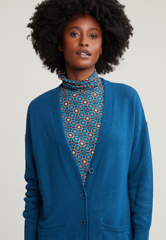 River Woods Blauwe V-hals Cardigan Met Knopen 2 Zakken