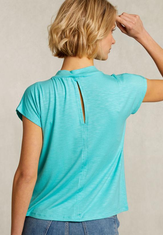 River Woods Blauwgroene V-hals T-shirt Korte Mouwen