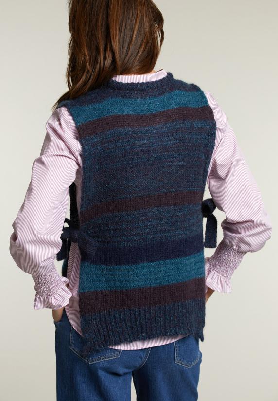 River Woods Bordeaux/blauw Gestreepte Debardeur Ronde Hals