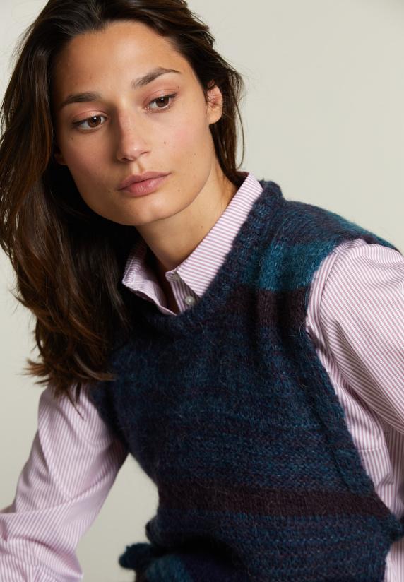 River Woods Bordeaux/blauw Gestreepte Debardeur Ronde Hals