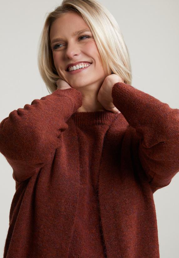 River Woods Bruine Lange V-hals Cardigan Lange Mouwen