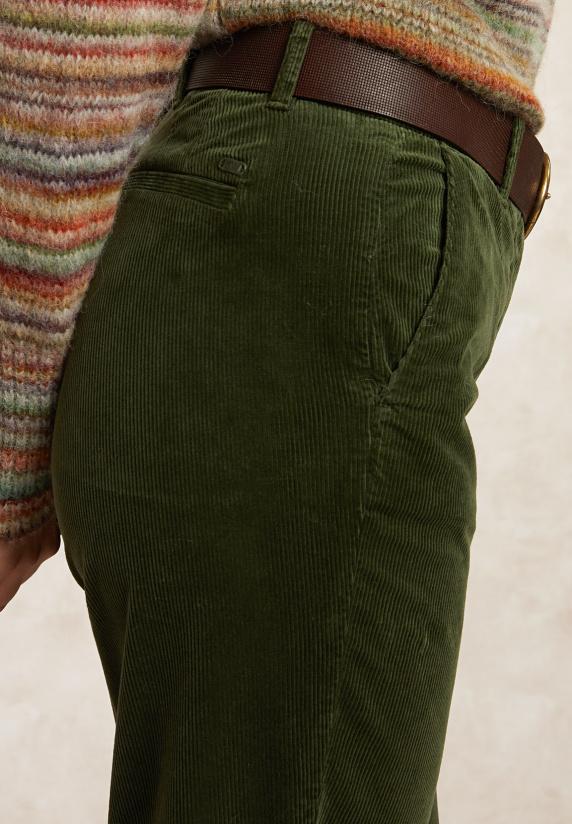 River Woods Comfortabele Ribfluwelen 7/8 Broek Groen