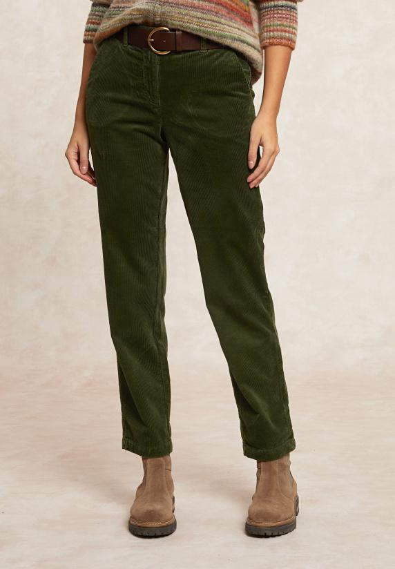 river woods Comfortabele ribfluwelen 7/8 broek groen