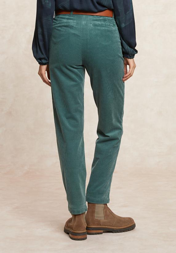 River Woods Comfortabele Ribfluwelen 7/8 Broek Saliegroen