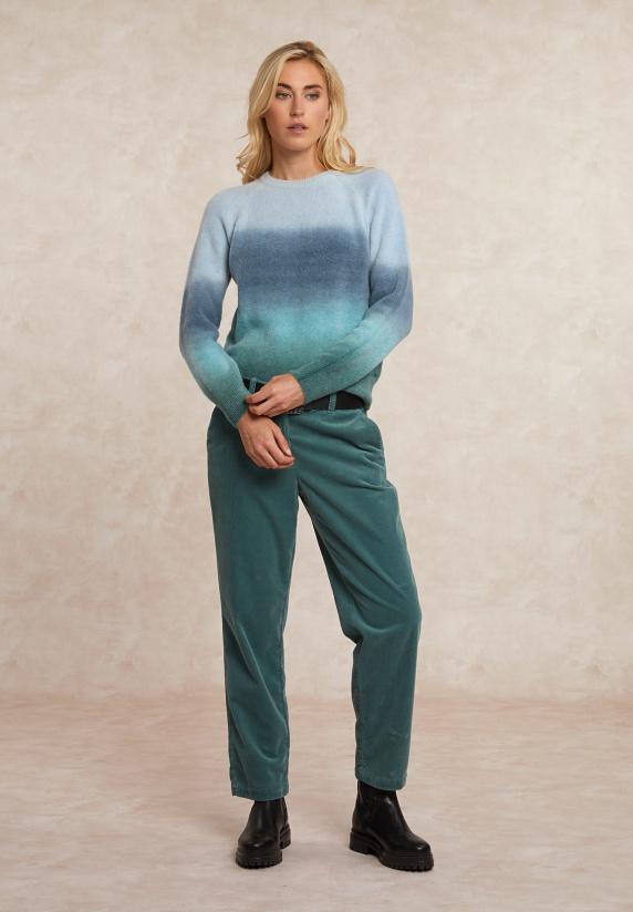 River Woods Comfortabele Ribfluwelen 7/8 Broek Saliegroen