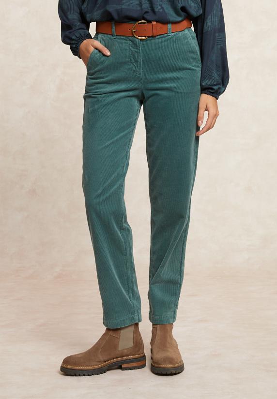 river woods Comfortabele ribfluwelen 7/8 broek saliegroen