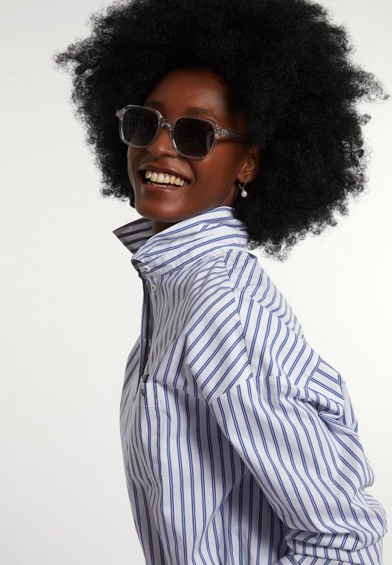 River Woods Cropped Katoenen Blouse Elastische Taille Blauw/wit