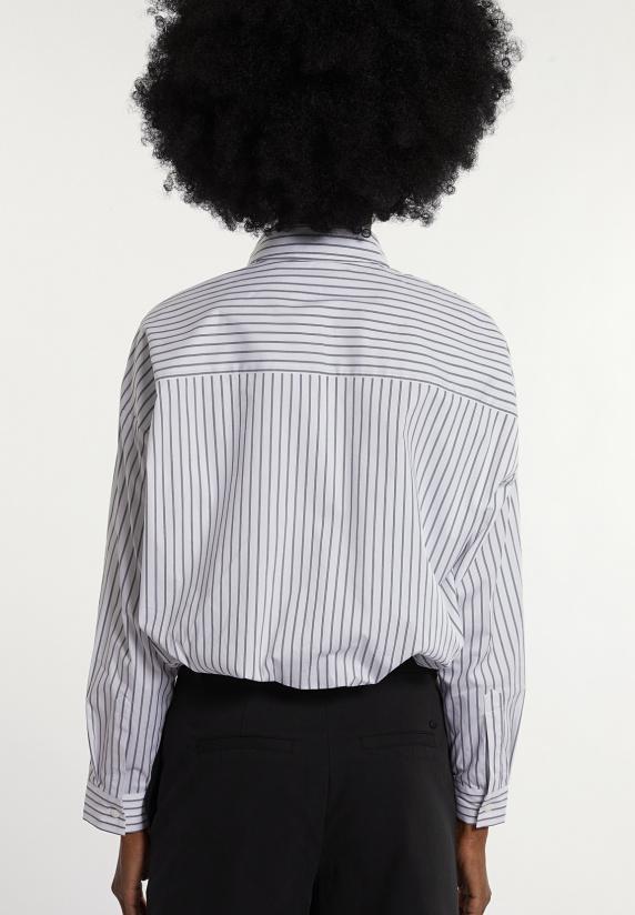 River Woods Cropped Katoenen Blouse Elastische Taille Grijs/wit