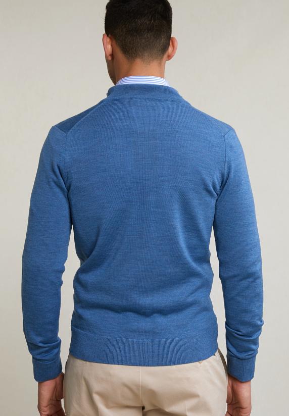 River Woods Custom Fit Basic Merino Cardigan Lake Mix