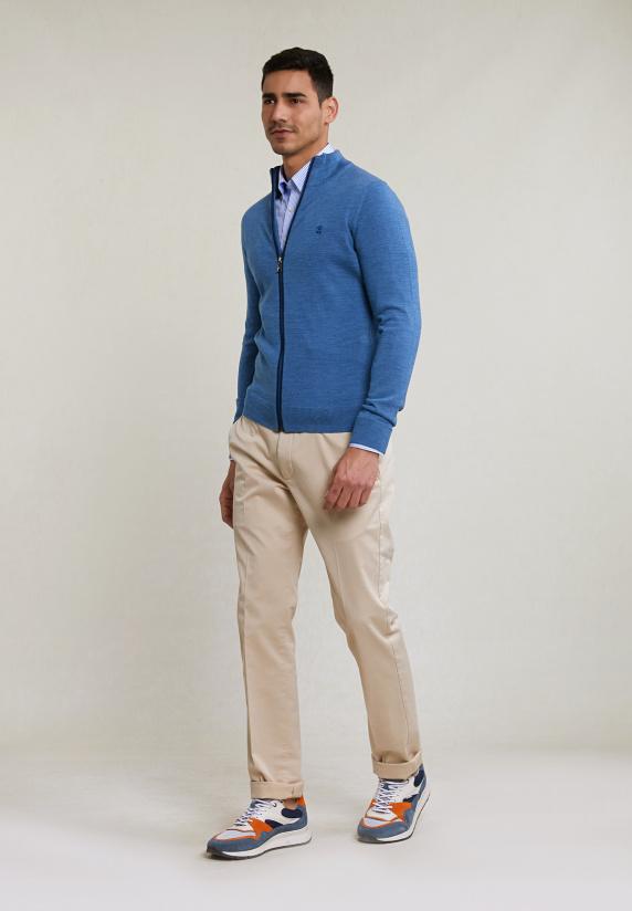 River Woods Custom Fit Basic Merino Cardigan Lake Mix