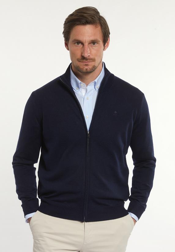 river woods Custom fit basic merino gilet kleur navy