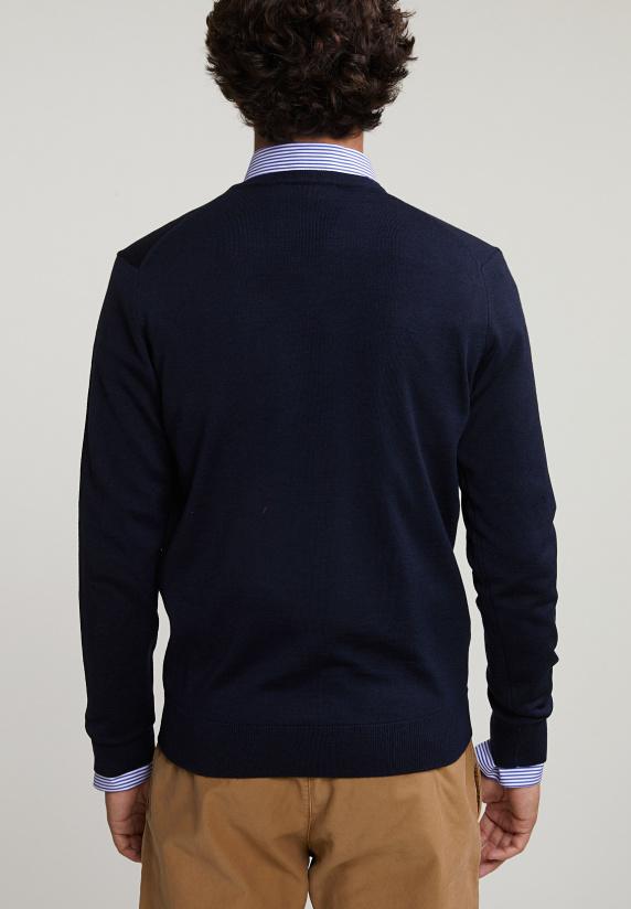 River Woods Custom Fit Basic Merino V-hals Trui Stellar Mix