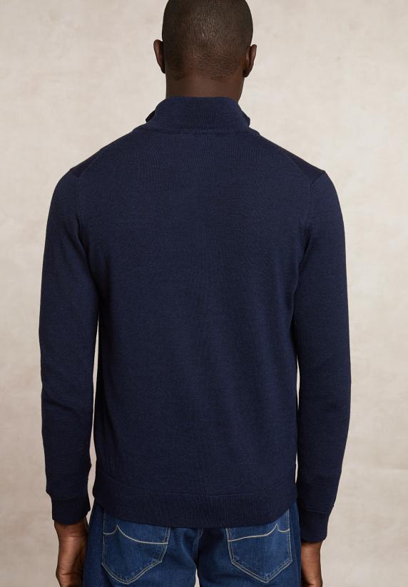 River Woods Custom Fit Basic Merinotrui Halve Rits Moonlight Mou