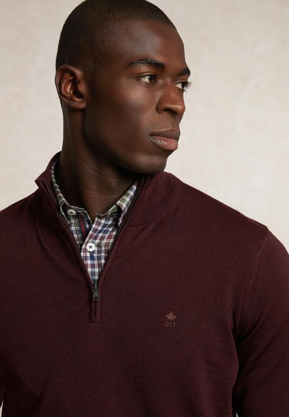 River Woods Custom Fit Basic Merinotrui Halve Rits Porto Mix