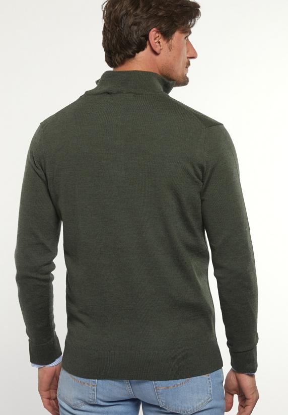 River Woods Custom Fit Basic Merinotrui Opstaande Kraag Forest Mix