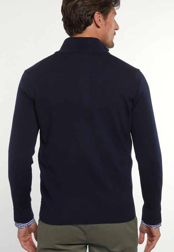 River Woods Custom Fit Basic Merinotrui Opstaande Kraag Navy