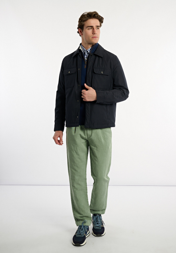 River Woods Custom Fit Basic Merinotrui Opstaande Kraag Twilight Mix