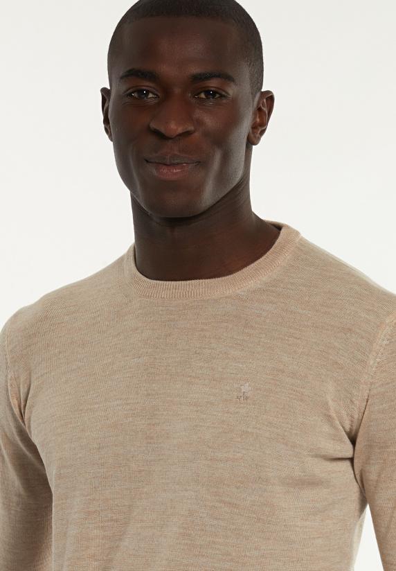 River Woods Custom Fit Basic Merinotrui Ronde Hals Amber Mix