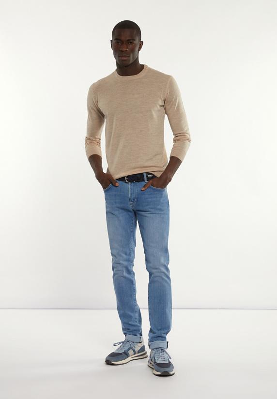 River Woods Custom Fit Basic Merinotrui Ronde Hals Amber Mix