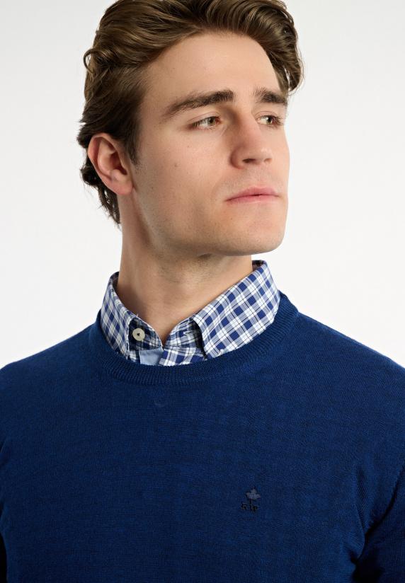 River Woods Custom Fit Basic Merinotrui Ronde Hals Dusk Mix