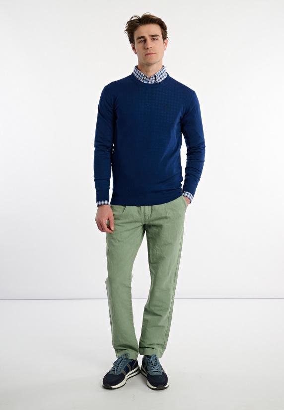 River Woods Custom Fit Basic Merinotrui Ronde Hals Dusk Mix