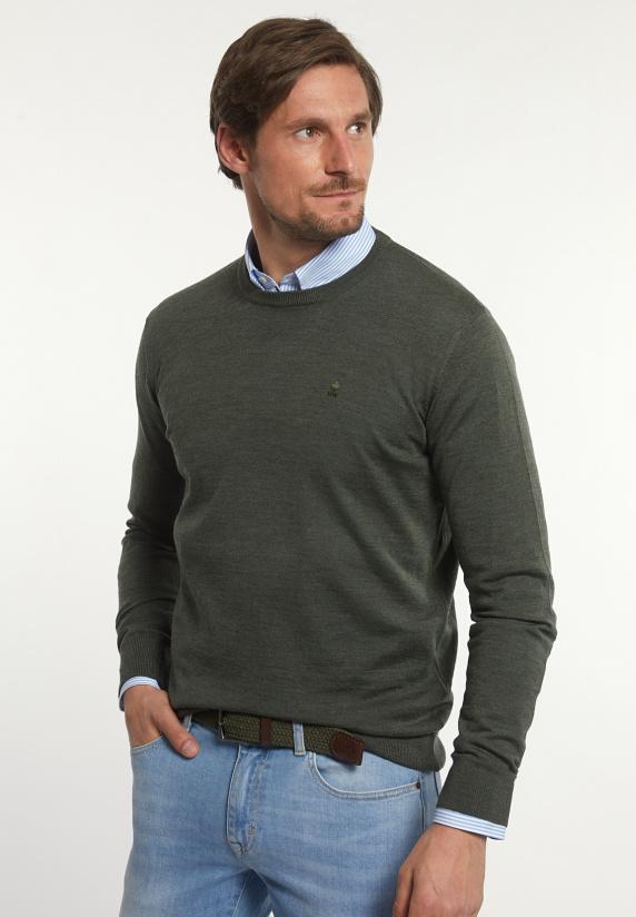 river woods Custom fit basic merinotrui ronde hals forest mix