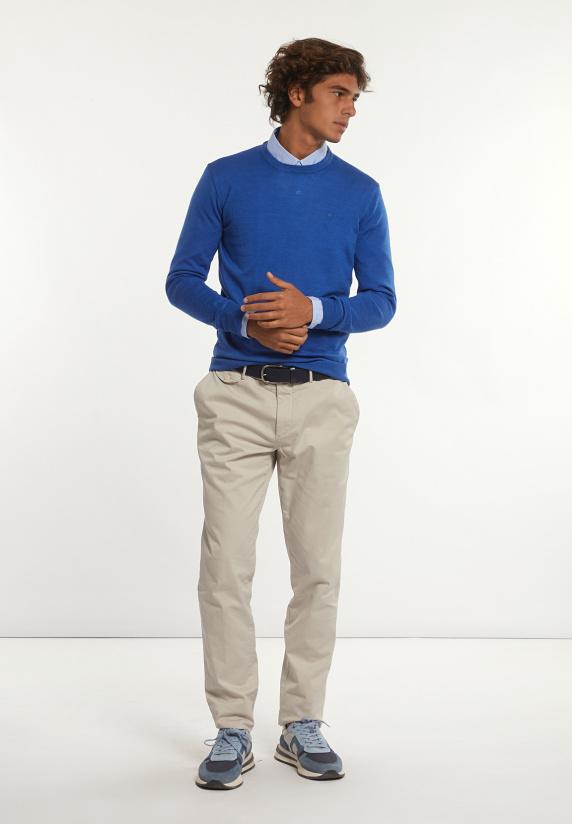 River Woods Custom Fit Basic Merinotrui Ronde Hals Gloaming Mix