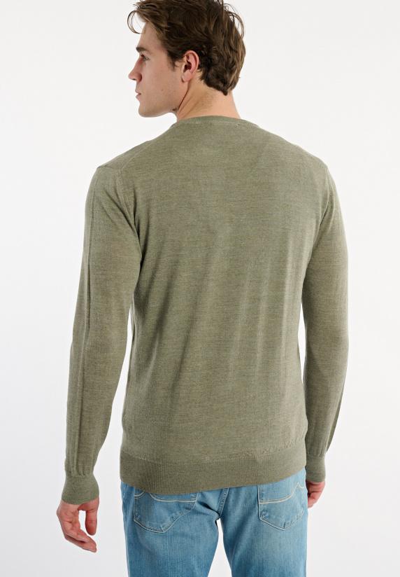 River Woods Custom Fit Basic Merinotrui Ronde Hals Jade Mix