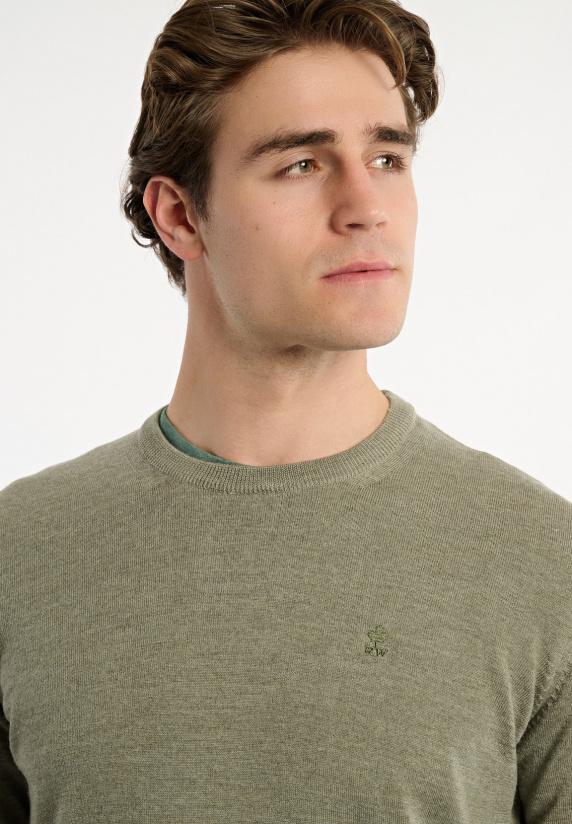 River Woods Custom Fit Basic Merinotrui Ronde Hals Jade Mix