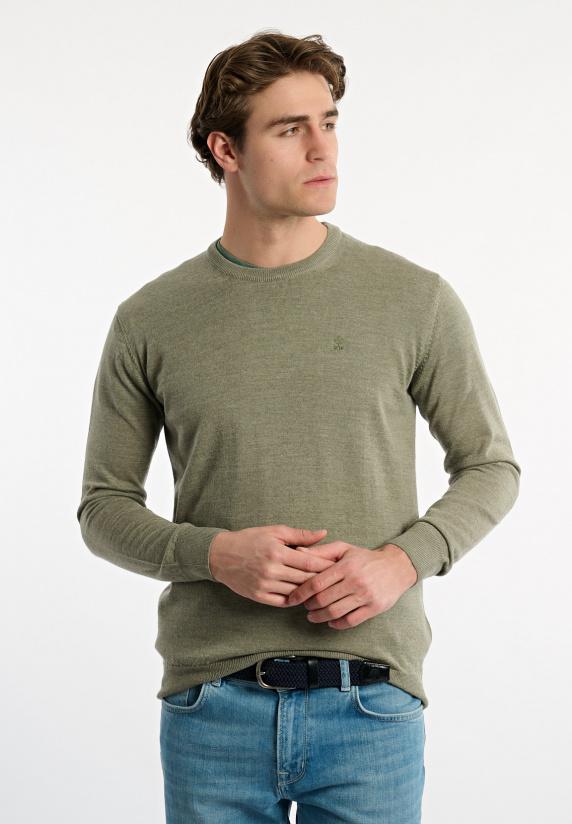 River Woods Custom Fit Basic Merinotrui Ronde Hals Jade Mix