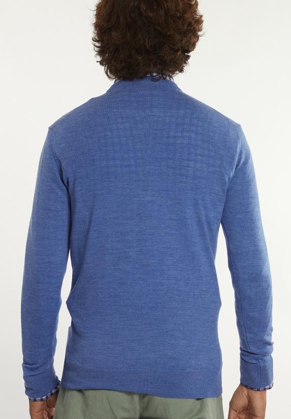 River Woods Custom Fit Basic Merinotrui Ronde Hals Persian Blue Mix