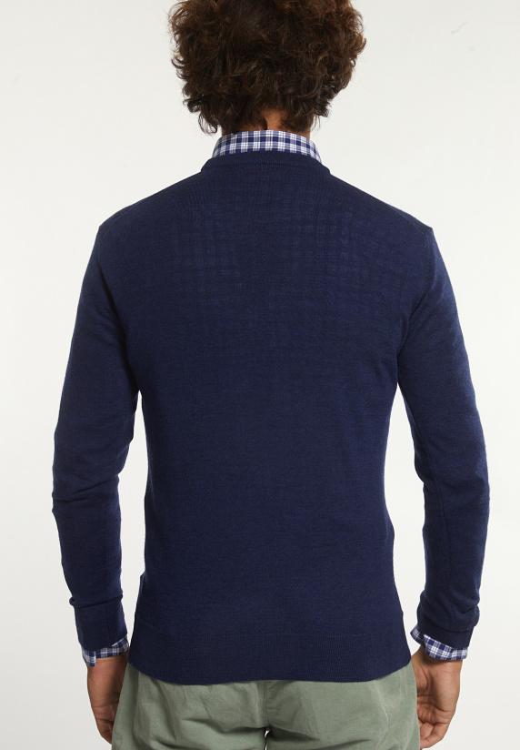 River Woods Custom Fit Basic Merinotrui Ronde Hals Twilight Mix