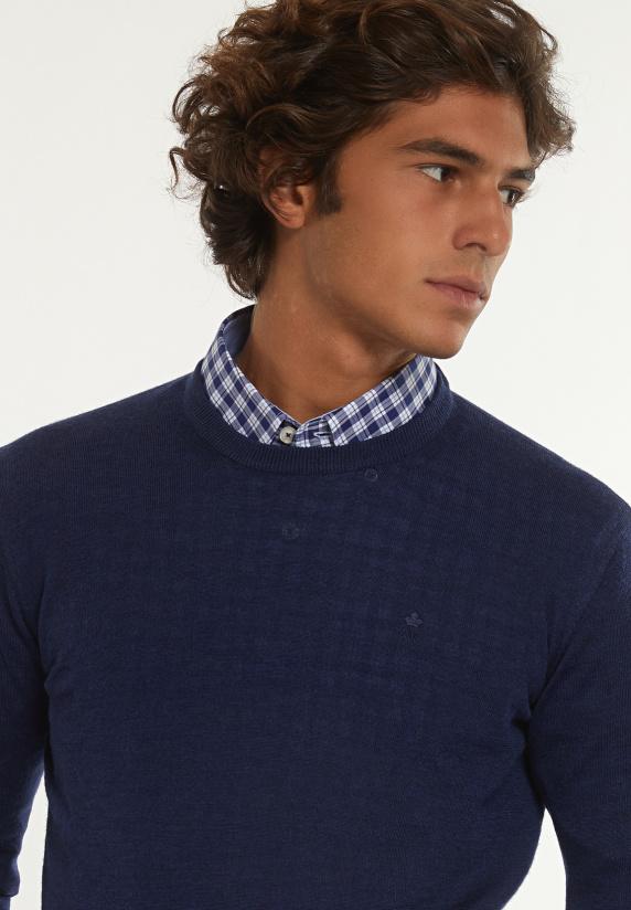 River Woods Custom Fit Basic Merinotrui Ronde Hals Twilight Mix