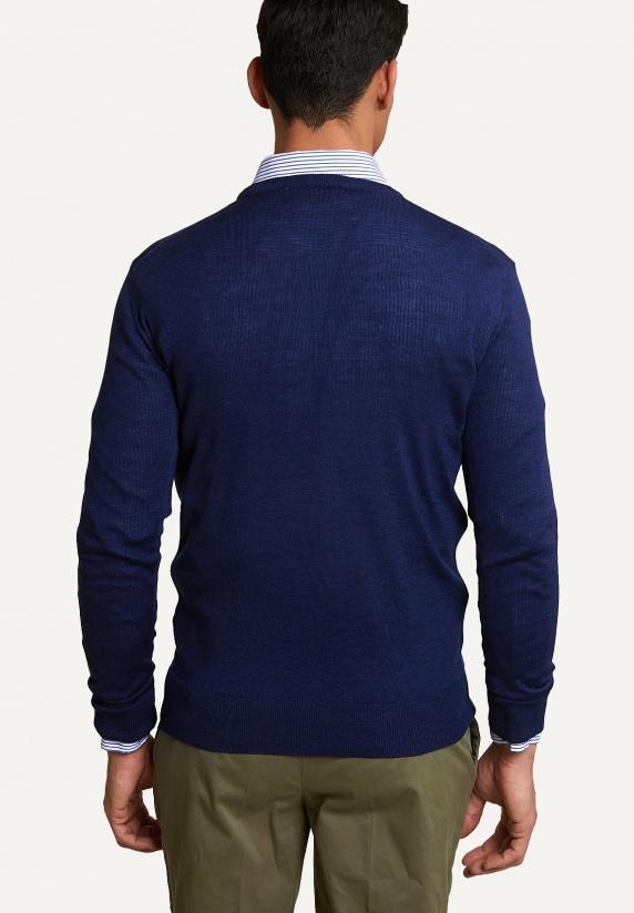 River Woods Custom Fit Basic Merinotrui Ronde Jals Dk Royal Blue Mix