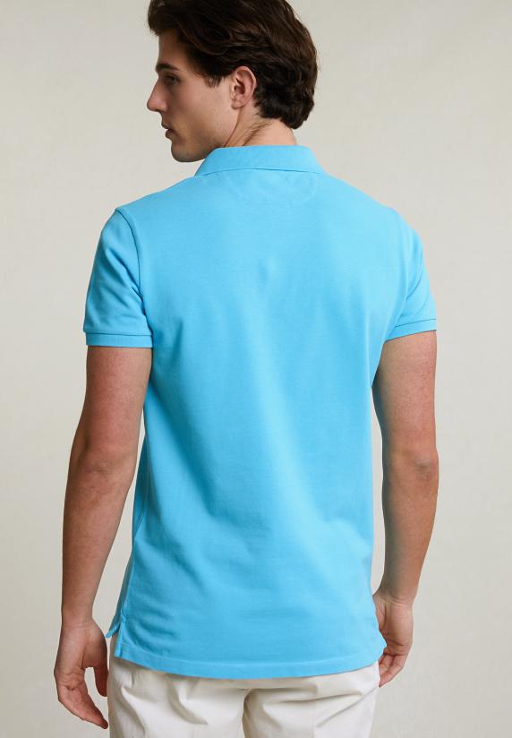 River Woods Custom Fit Basic Pima Katoen Polo Acqua