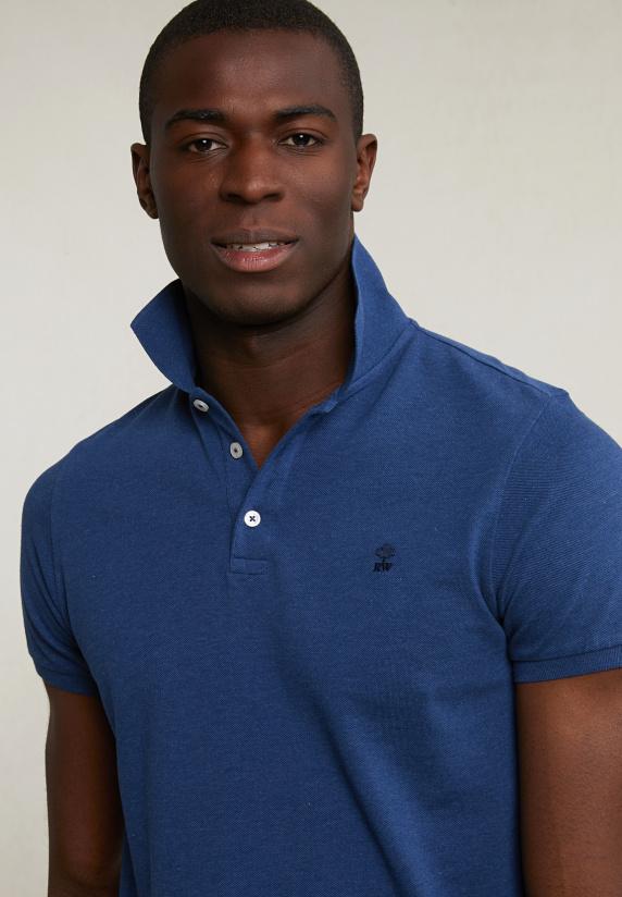 River Woods Custom Fit Basic Pima Katoen Polo Blue Lake Mix