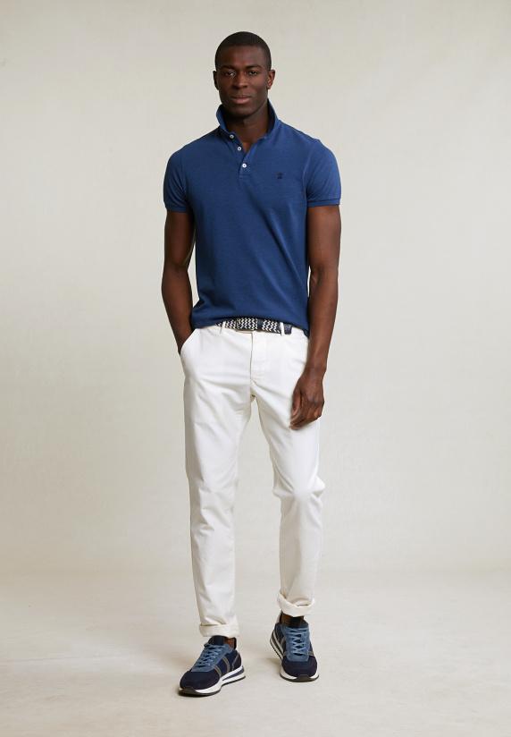 River Woods Custom Fit Basic Pima Katoen Polo Blue Lake Mix