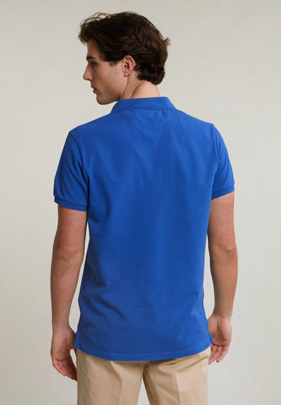 River Woods Custom Fit Basic Pima Katoen Polo Blueberry