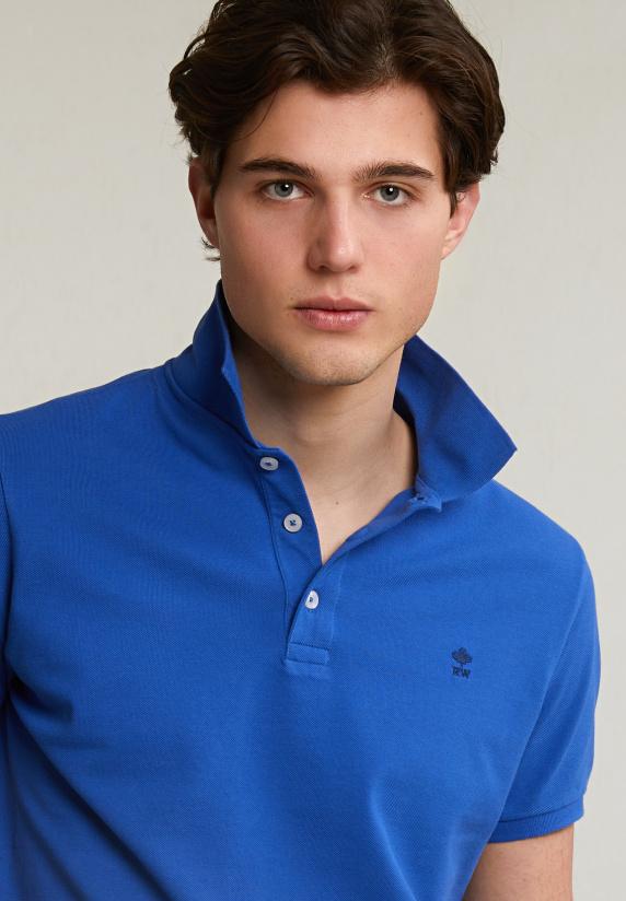 River Woods Custom Fit Basic Pima Katoen Polo Blueberry