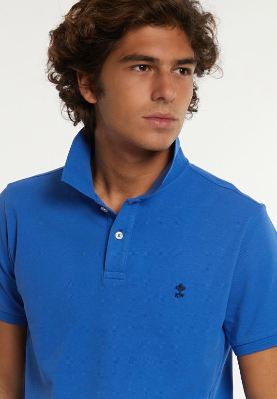 River Woods Custom Fit Basic Pima Katoen Polo Cobalt