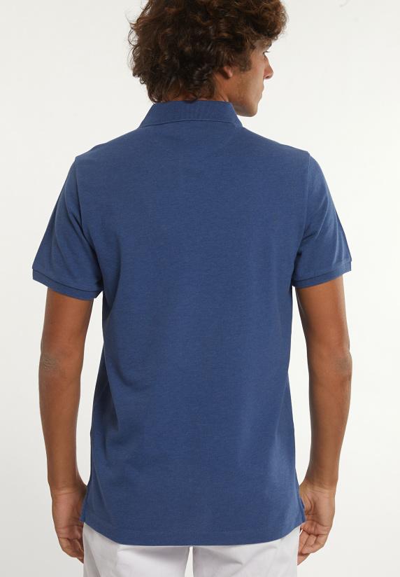 River Woods Custom Fit Basic Pima Katoen Polo Denim Mix