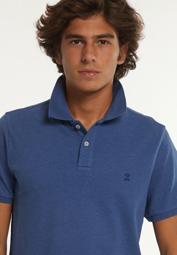 River Woods Custom Fit Basic Pima Katoen Polo Denim Mix