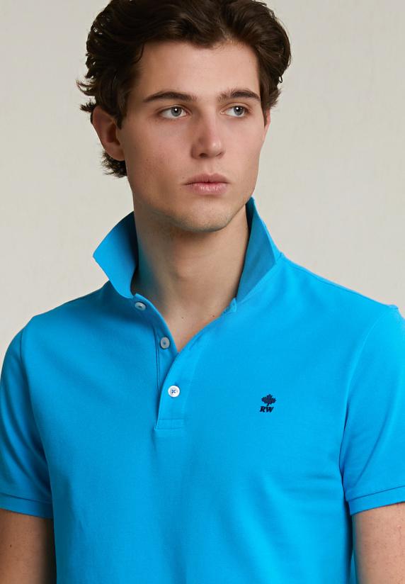 River Woods Custom Fit Basic Pima Katoen Polo Electric Blue