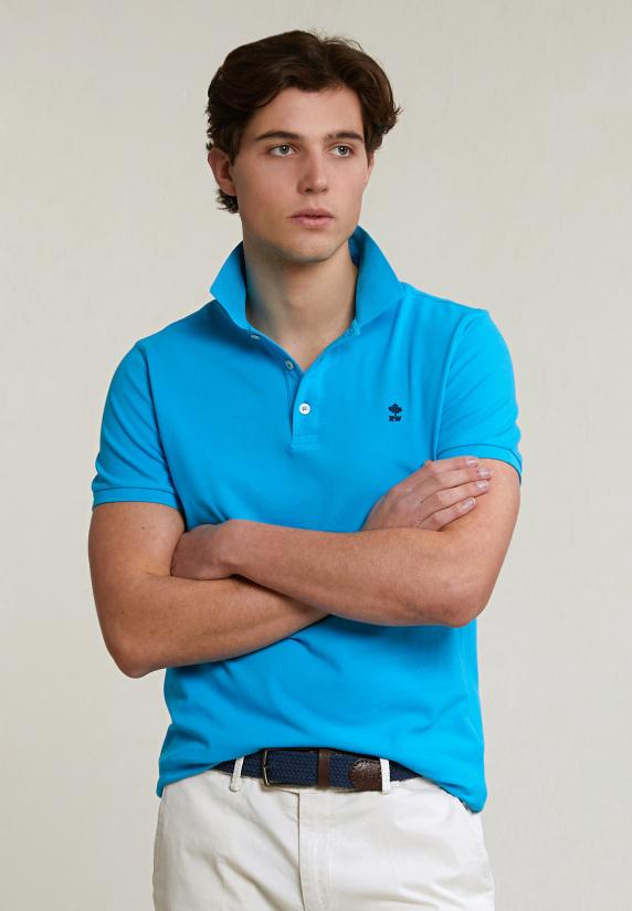 river woods Custom fit basic pima katoen polo electric blue