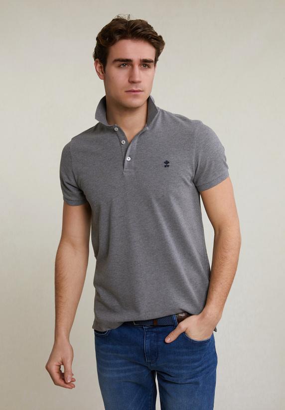 river woods Custom fit basic pima katoen polo grey mix