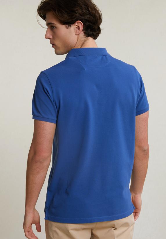 River Woods Custom Fit Basic Pima Katoen Polo Hamptons Blue